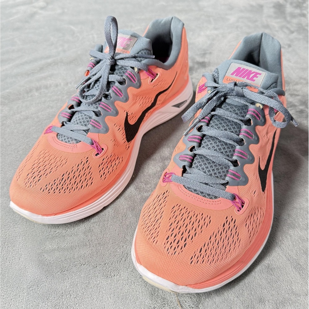 Nike LunarGlide 6 Shoes Womens Size 11 Coral Grey  Running Sneakers 599395-604‎